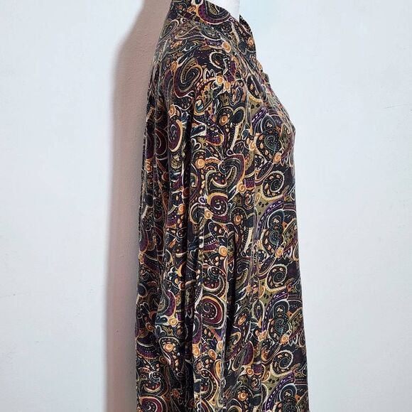Jane Ashley Multi-Color Paisley Silk Button Down Blouse NWT Size Large - Picture 5 of 10